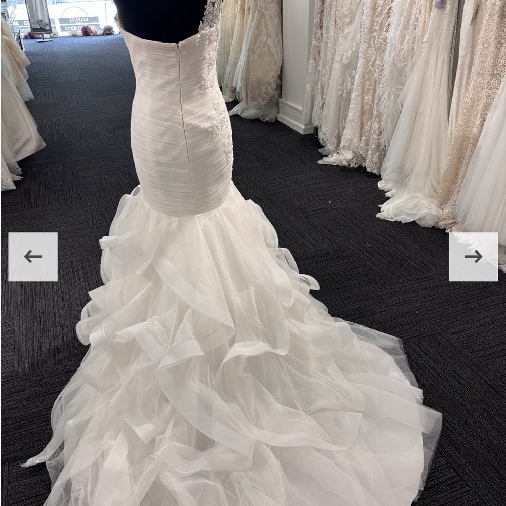 Ivory Mermaid Ruffled Wedding Dress - Picture 2 of 7